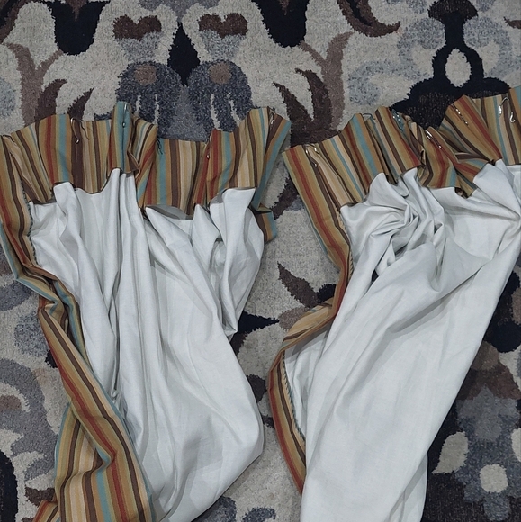 Custom Made Black-Out Lined Drapes 2 Panels 26x98 Damask Mixed Pattern Curtains - Picture 11 of 12